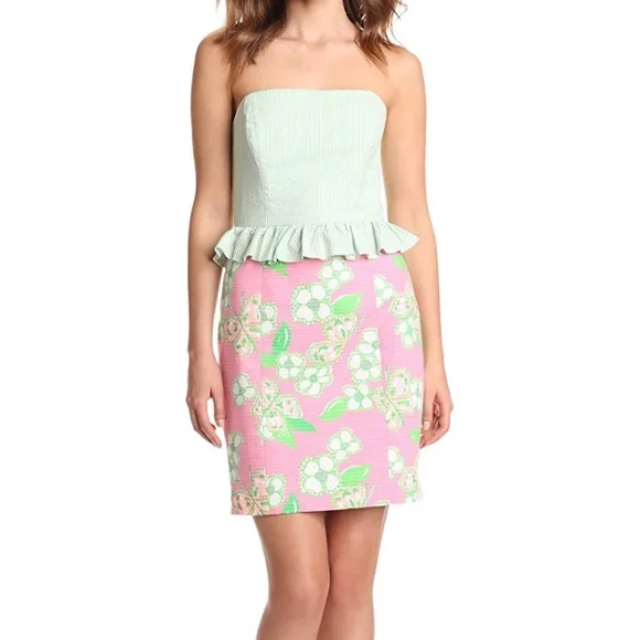 Lilly Pulitzer Peplum Seersucker Lowe Dress - Picture 5 of 6